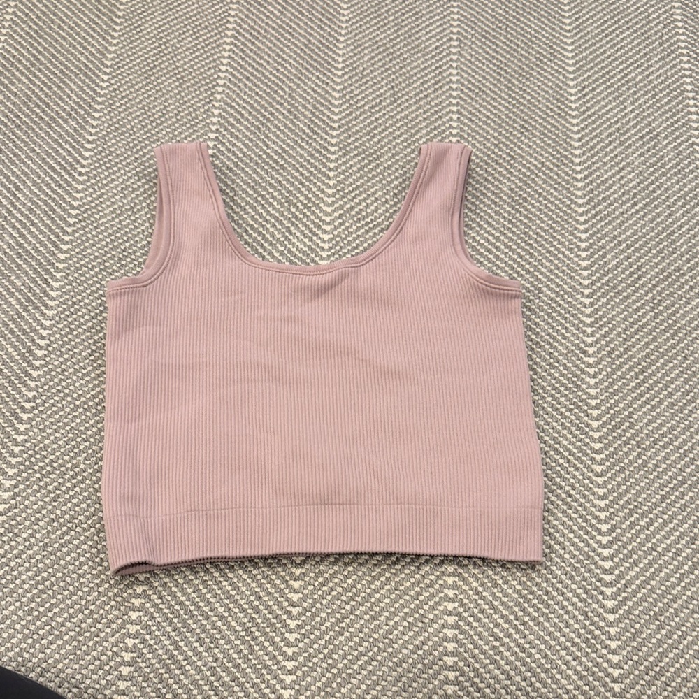 Athleta Mauve Ribbed Cropped Tank Top